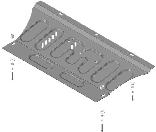 Защита картера двигателя, КПП. 2 мм, Сталь для Renault Scénic II 2006-2009, Motodor.71710