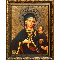Армянская икона Божьей Матери на холсте с мощевиком.