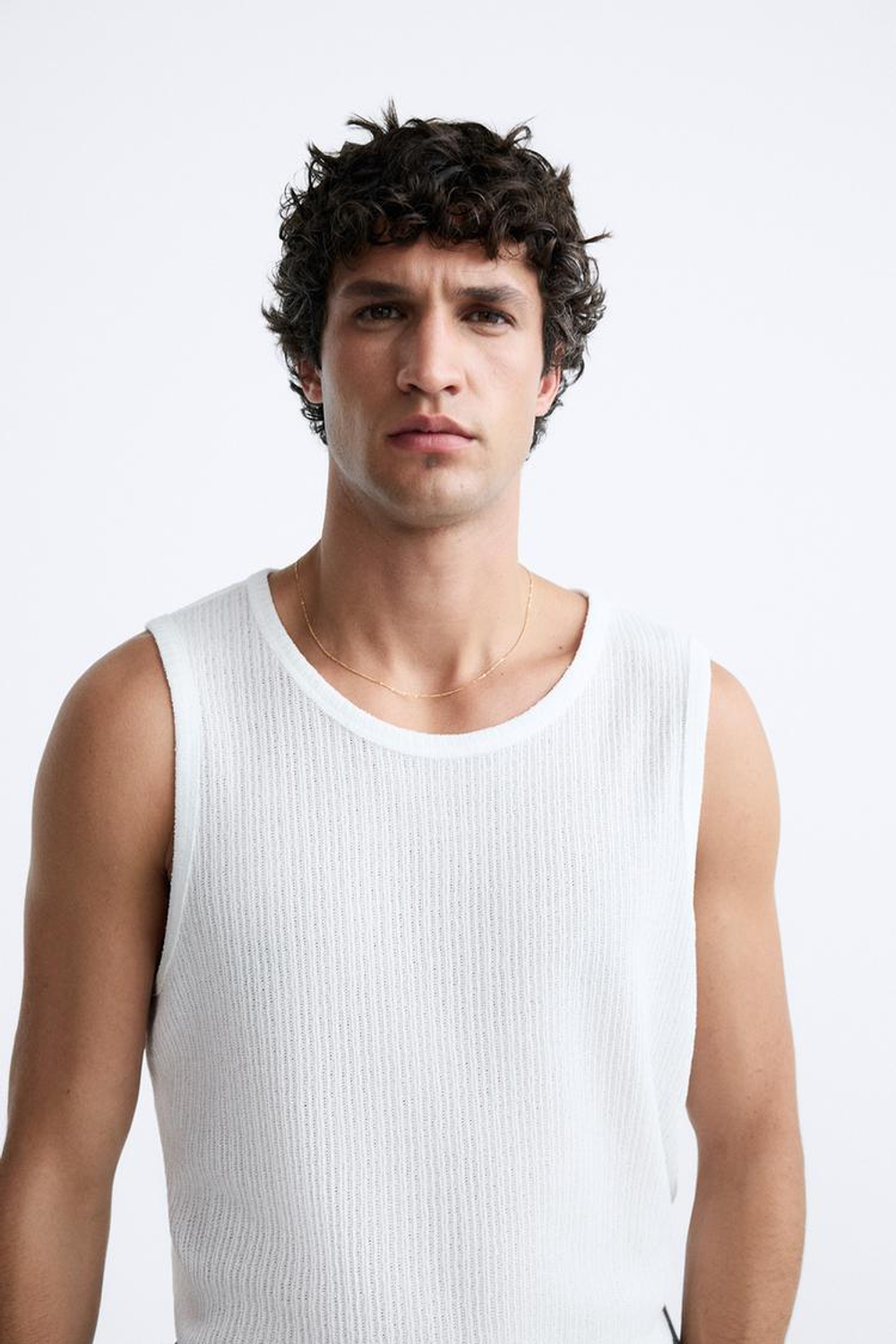 ZARA МАЙКА ИЗ РЕЛЬЕФНОЙ ТКАНИ, БЕЛЫЙ