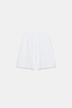 ZARA ХЛОПКОВЫЕ ШОРТЫ НА ШНУРКЕ, БЕЛЫЙ