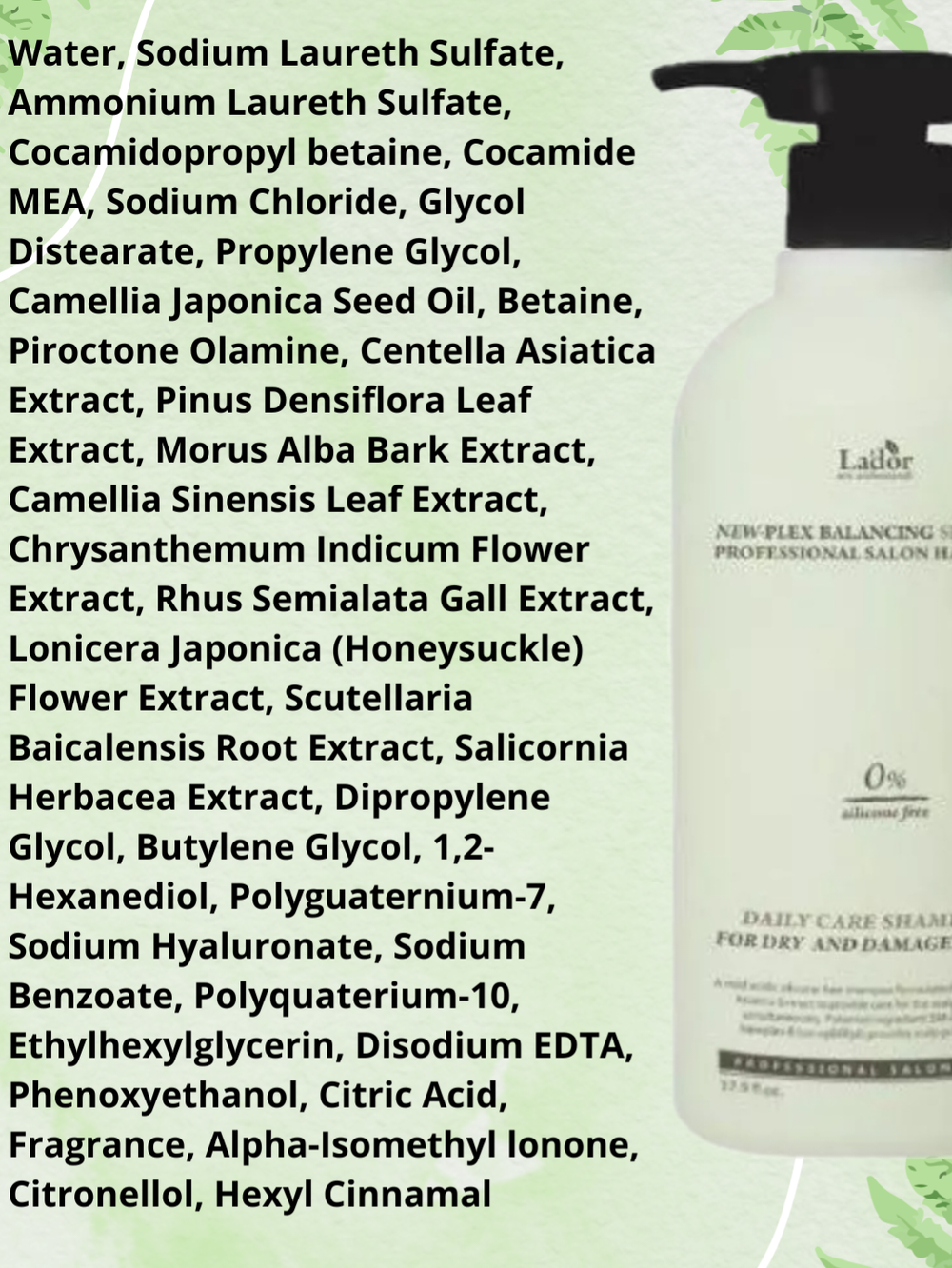 Увлажняющий бессиликоновый шампунь newplex Lador Moisture Balancing Shampoo 530 мл.