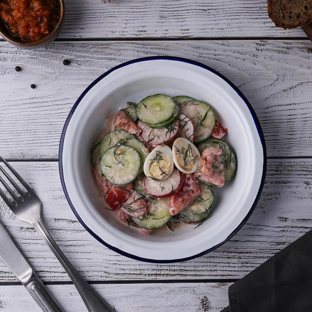 Салатник 600 мл d 18,9 см h3,6 см Blue Rim эмалированая сталь SUNNEX [1]