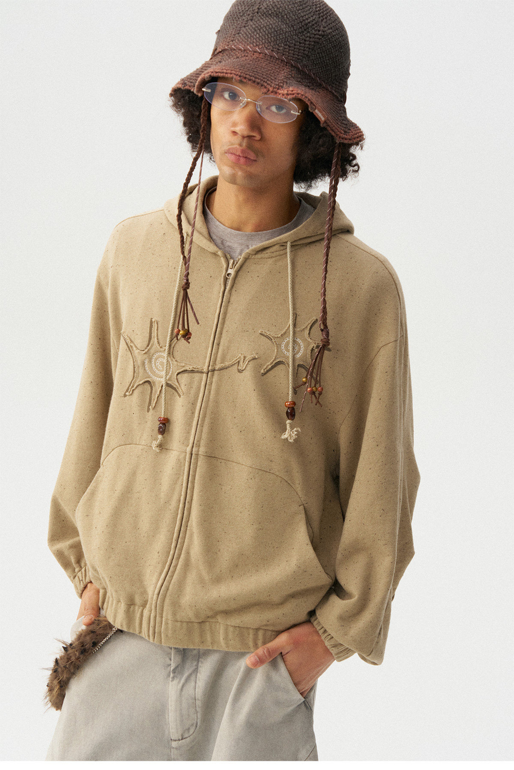 Худи Nothomme Monterest vintage variegated textured curved silhouette hooded