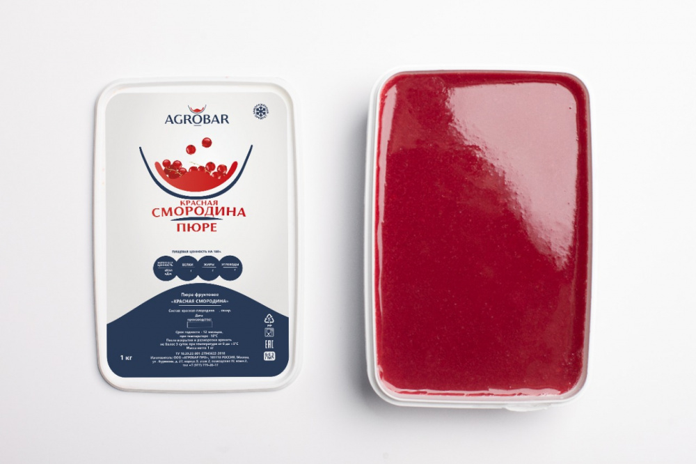 ПЮРЕ АГРОБАР из красной смородины с/м 10% сахара Россия, 1 кг