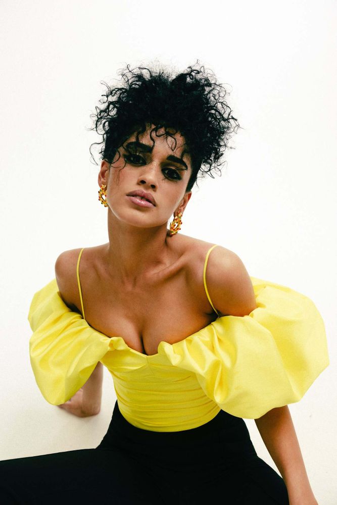 Блуза-топ драпированная из тафты с рюшами