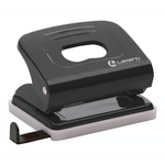 Дырокол 20л с линейкой Mettallic черный (Lamark)