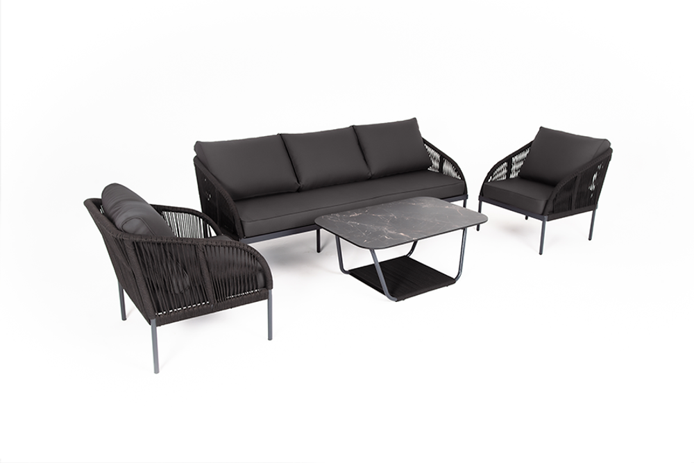 "Канны" лаунж-зона 5-местная плетеная из роупа (веревки), цвет темно-серый