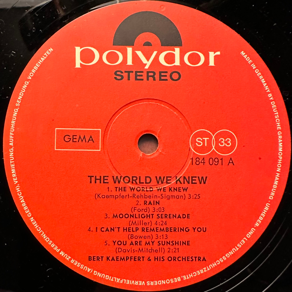 Bert Kaempfert & His Orchestra - The World We Knew (Германия 1967г.)