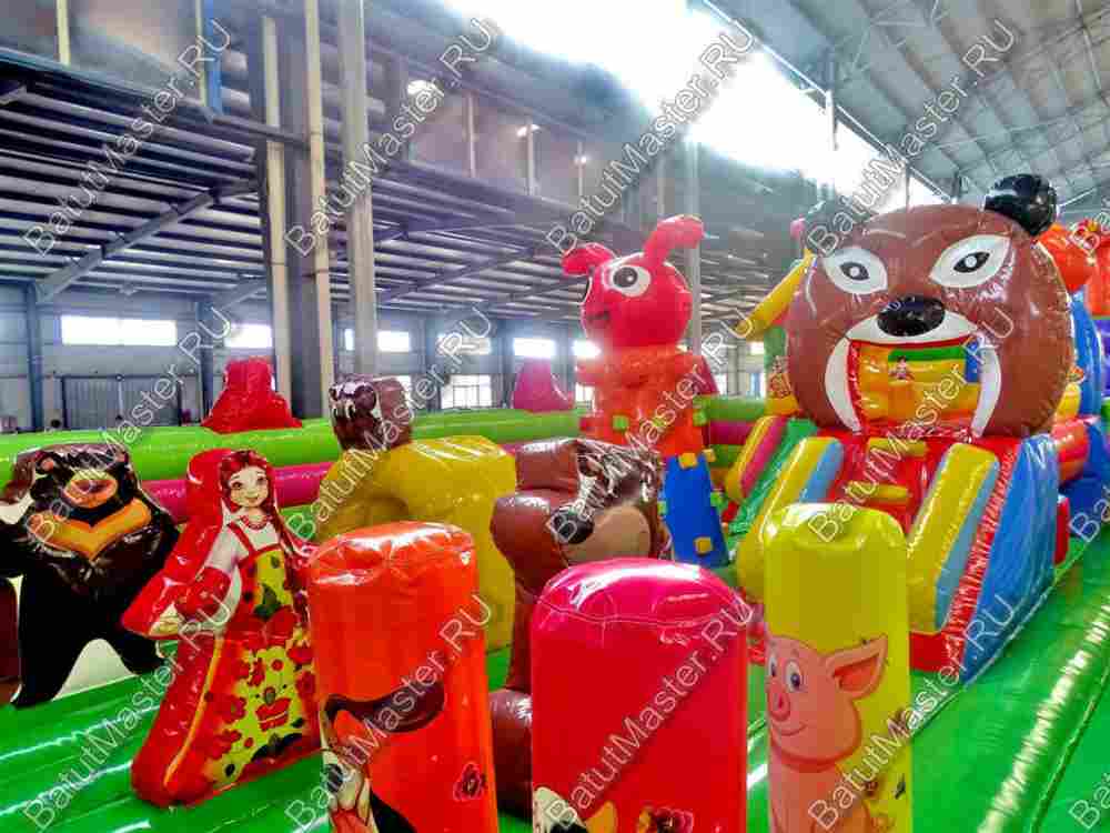 Детский надувной батут-горка "Маша и медведи" 16*10 м