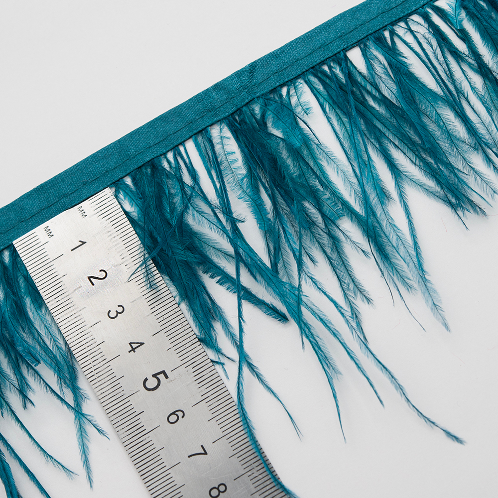 Страусиные перья на ленте, оттенок "Морская волна"