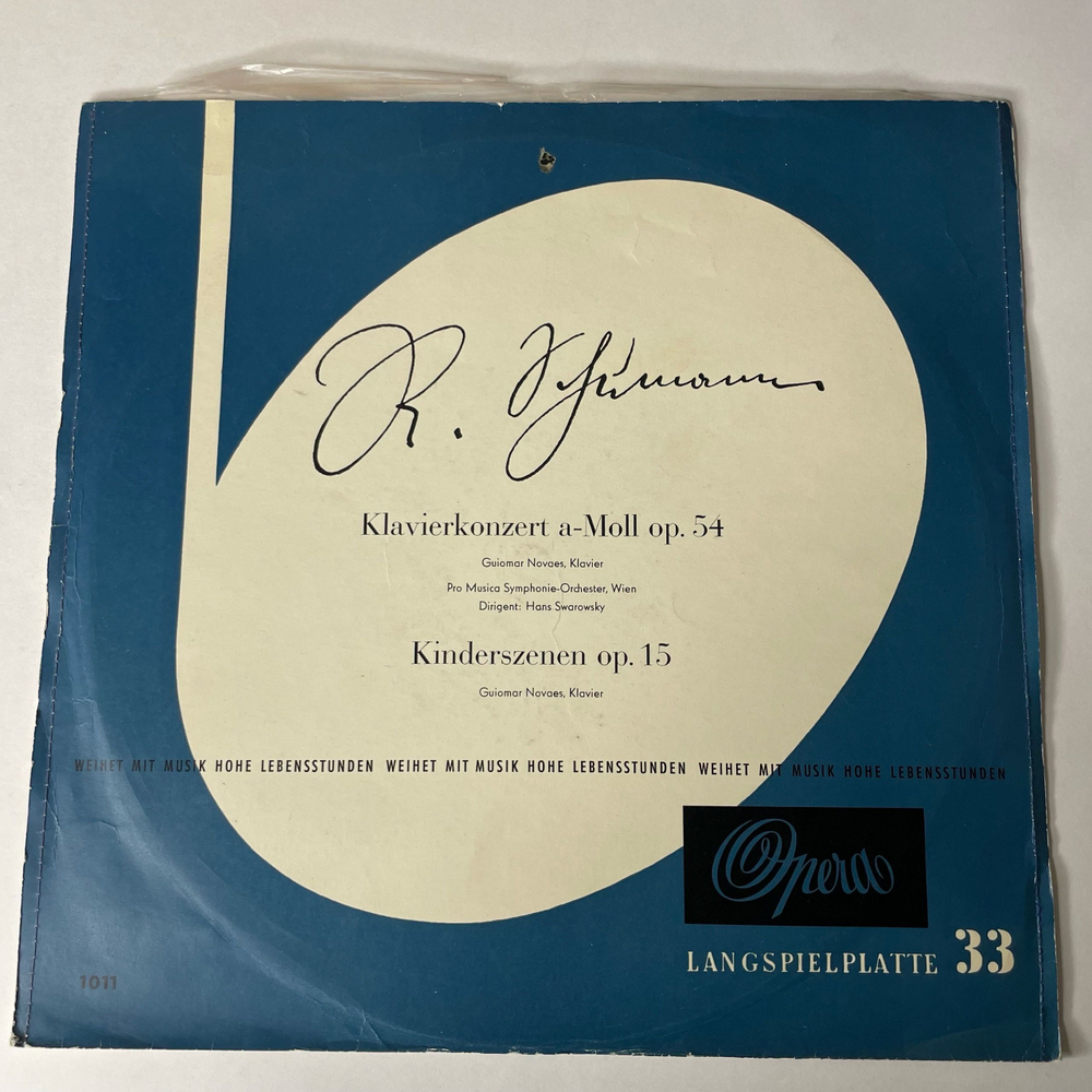 Винтажная виниловая пластинка LP R. Schumann Шуман, Guiomar Novaes, Pro Musica Symphonie-Orchester, Wien, Hans Swarowsky, Klavierkonzert A Moll op.54, (Германия 1954)