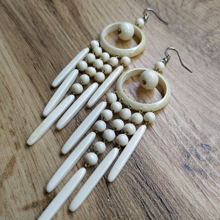 Серьги из дерева Кольцо 5 палочек, 28x100 мм