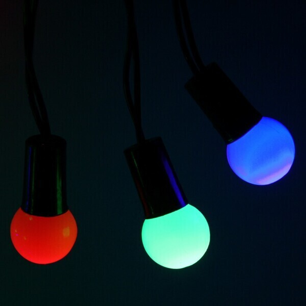 Гирлянда для дома 5м 40 ламп LED «МАТОВЫЙ ШАР», 1,8 см,чёрный пров., авторежим IP-20 RG/RB