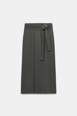 ZARA ЮБКА МИДИ НА ЗАПÁХЕ, ЛИНЯЛЫЙ НЕФТЯНОЙ