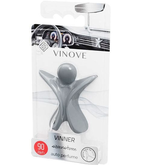 СИЛЬВЕРСТОУН серебристый, дизайнерский ароматизатор для автомобиля Silverstone Vinner, Vinove