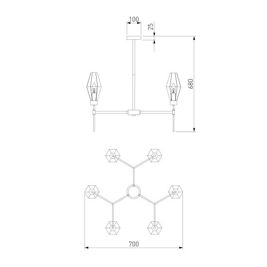 60143/6 / потолочный светильник / хром