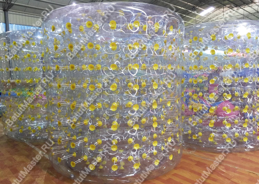 Аттракцион Водный роллер "Прозрачный" ПВХ, c цветными держателями 2.6*2.2*2.2 м