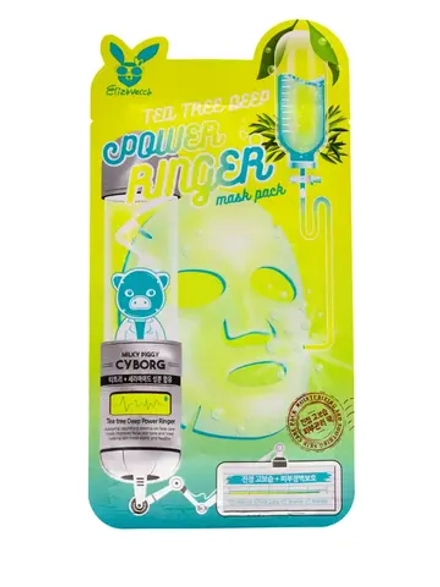 ELIZAVECCA - МАСКА ТКАНЕВАЯ ДЛЯ ЛИЦА С ЭКСТРАКТОМ ЧАЙНОГО ДЕРЕВА DEEP POWER RINGER MASK PACK TEA TREE, 23 ML
