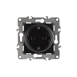 Розетка ЭРА Серия 12 12-2001-06 с заземлением 2P+E Schuko 16A-250В IP20 без м.лапок чёрный