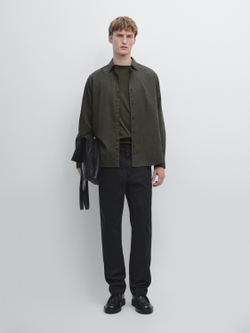 Massimo Dutti Зауженные брюки с начесом, черный