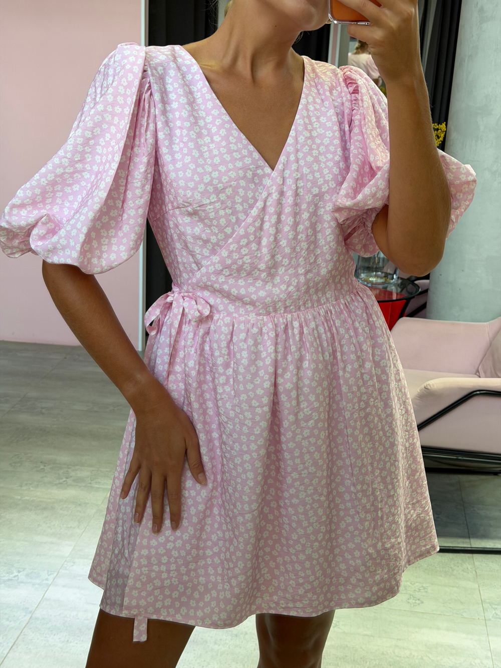 Платье Зефир розовый с ромашкой