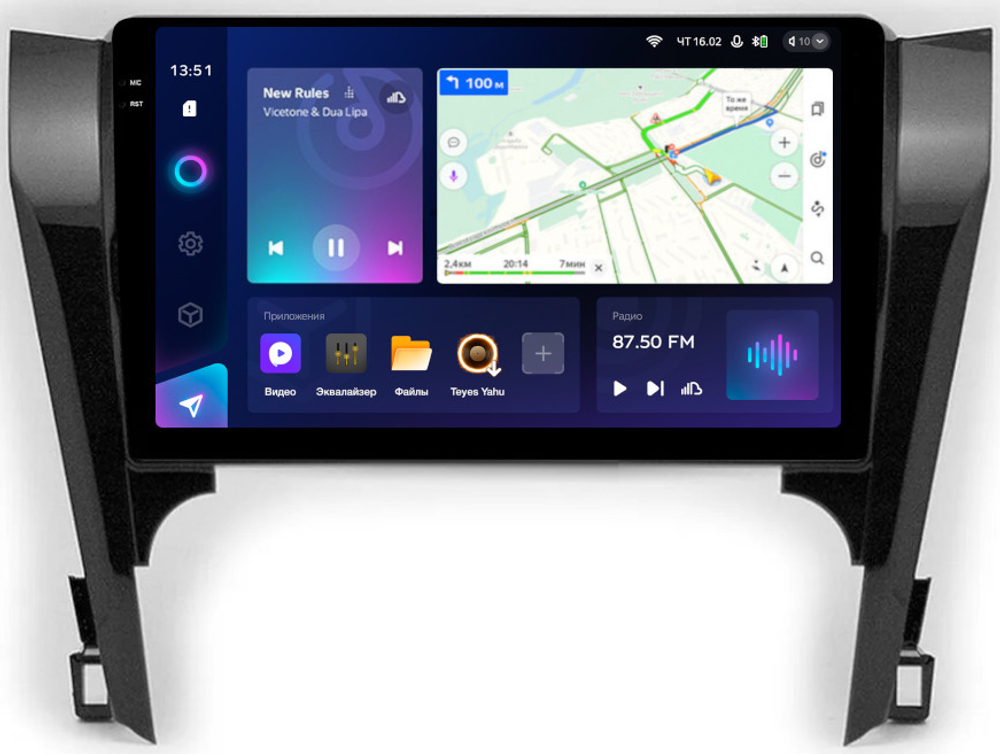 Магнитола Toyota Camry 50 2011-2014 (рамка черная глянцевая 10) - Teyes CC3-2K QLed Android 10, ТОП процессор, SIM-слот, CarPlay