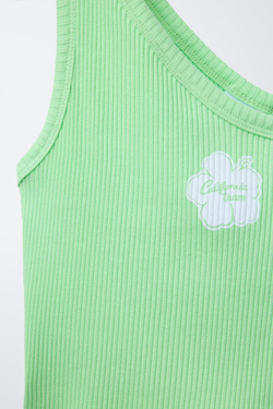 ZARA АСИММЕТРИЧНЫЙ ТОП В РУБЧИК С БУСИНАМИ, ЗЕЛЕНЫЙ