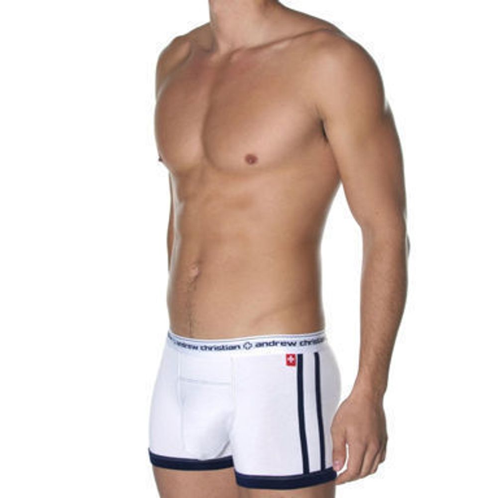 Мужские трусы хипсы Andrew Christian White Almost Naked Hip Boxer  ART785