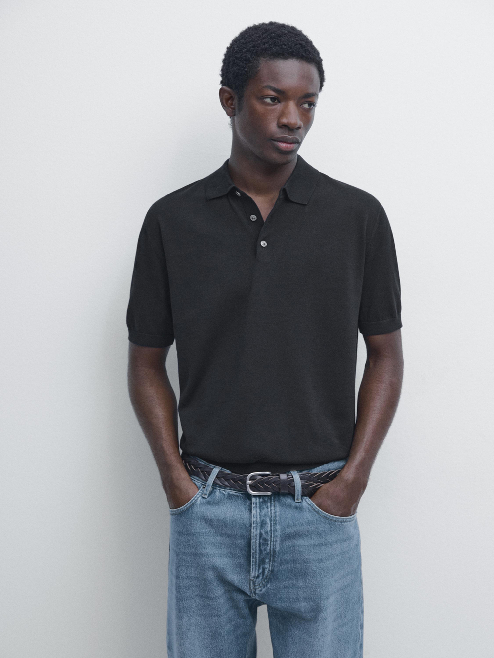 Massimo Dutti Поло из 100% хлопка, темно-синий