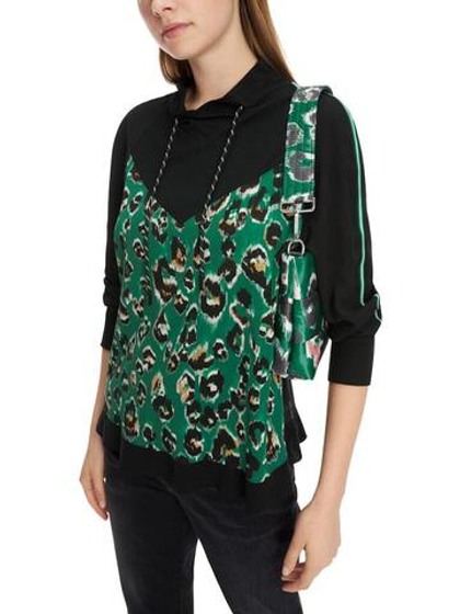 Marc Cain Блуза с контрастной вставкой с принтом