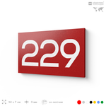 Номер на дверь 229, табличка на дверь для офиса, квартиры, кабинета, аудитории, склада, красная 120х70 мм, Айдентика Технолоджи