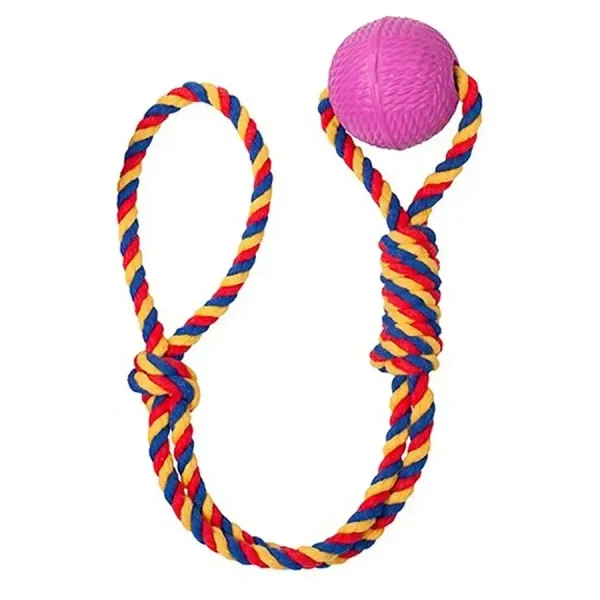 Игрушка Сибирский Пес Супермяч для собак, Бон-Бон с ручкой, d 85 мм