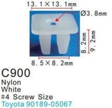 Клипса для крепления внутренней обшивки а/м Тойота пластиковая (100шт/уп.) Forsage клипса C0900(Toyota)