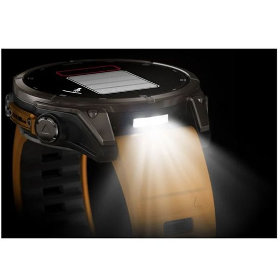 Garmin Fenix 8 47 мм AMOLED Sapphire – титановый корпус, оранжевый ремешок