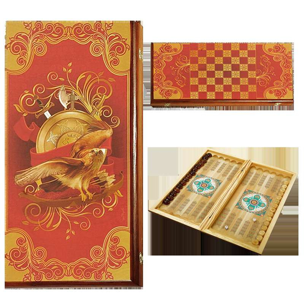 Нарды в деревянной коробке "Ястреб" средние 50х50 см. SA-YA-M