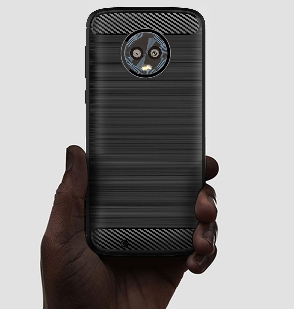 Чехол для Motorola Moto G6 цвет Black (черный), серия Carbon от Caseport