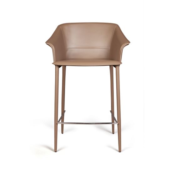 Стул полубарный GIO, кожа хаки-тауп