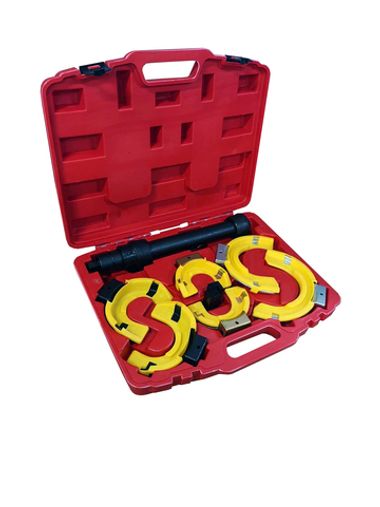 Стяжка пружин с 3-мя парами захватов и пластиковыми накладками, 7пр.(раб. диапазон:80-317мммм, диаметры захватов: 80/110/165 мм),в кейсе RockForce##Rock FORCE RF-908T8