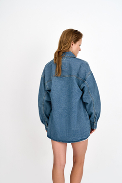 Джинсовая рубашка женская WOMAN JEANS SHIRT DARK BLUE