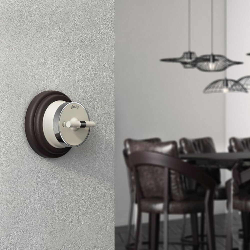 Выключатель двухклавишный с корпусом Werkel Vintage (слоновая кость матовый/хром) W5822055