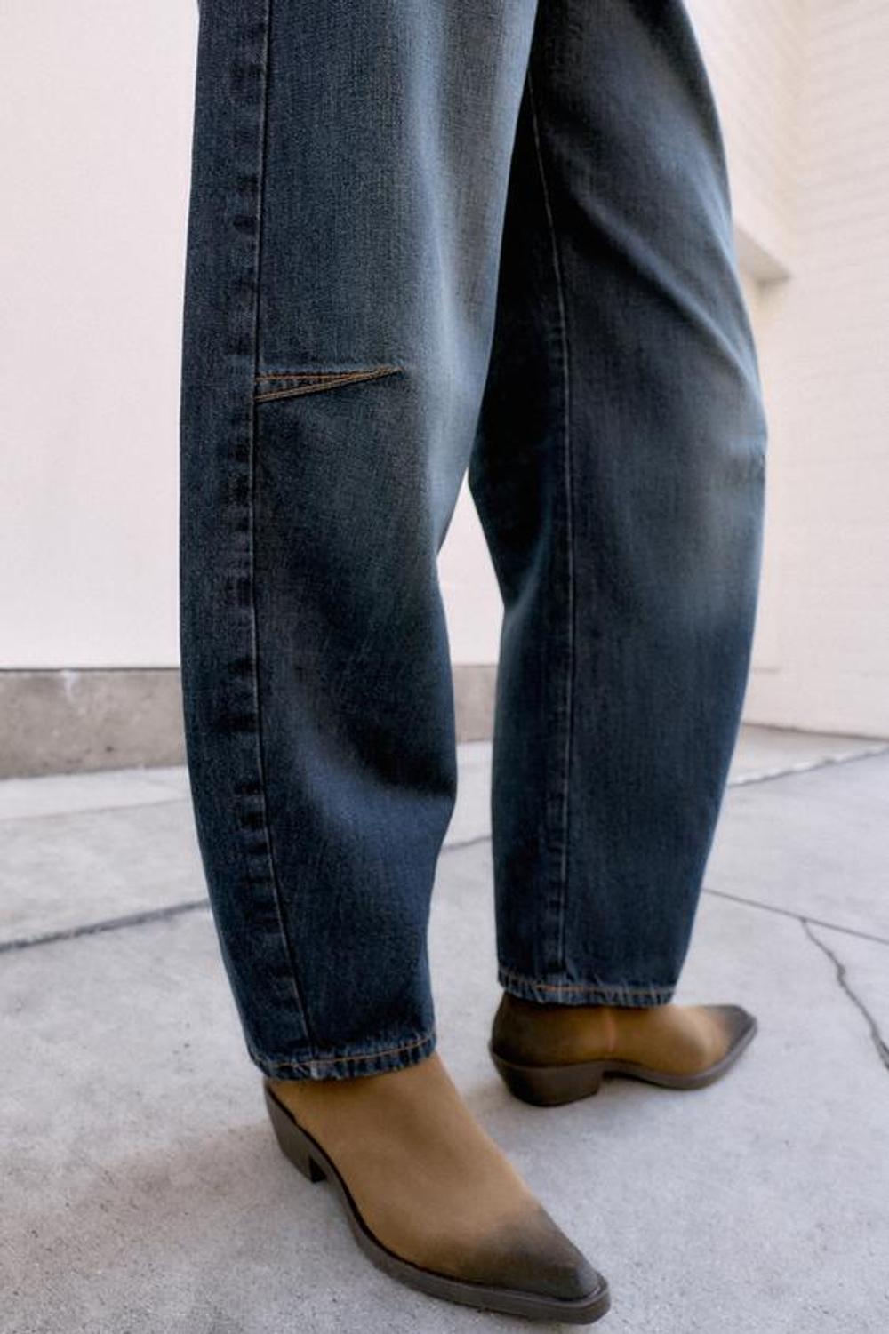 ZARA ДЖИНСЫ Z1975 BALLOON FIT СО СРЕДНЕЙ ПОСАДКОЙ, СИНИЙ