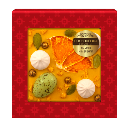 Шоколад белый с украшением "Лимон и меренги" в блистере