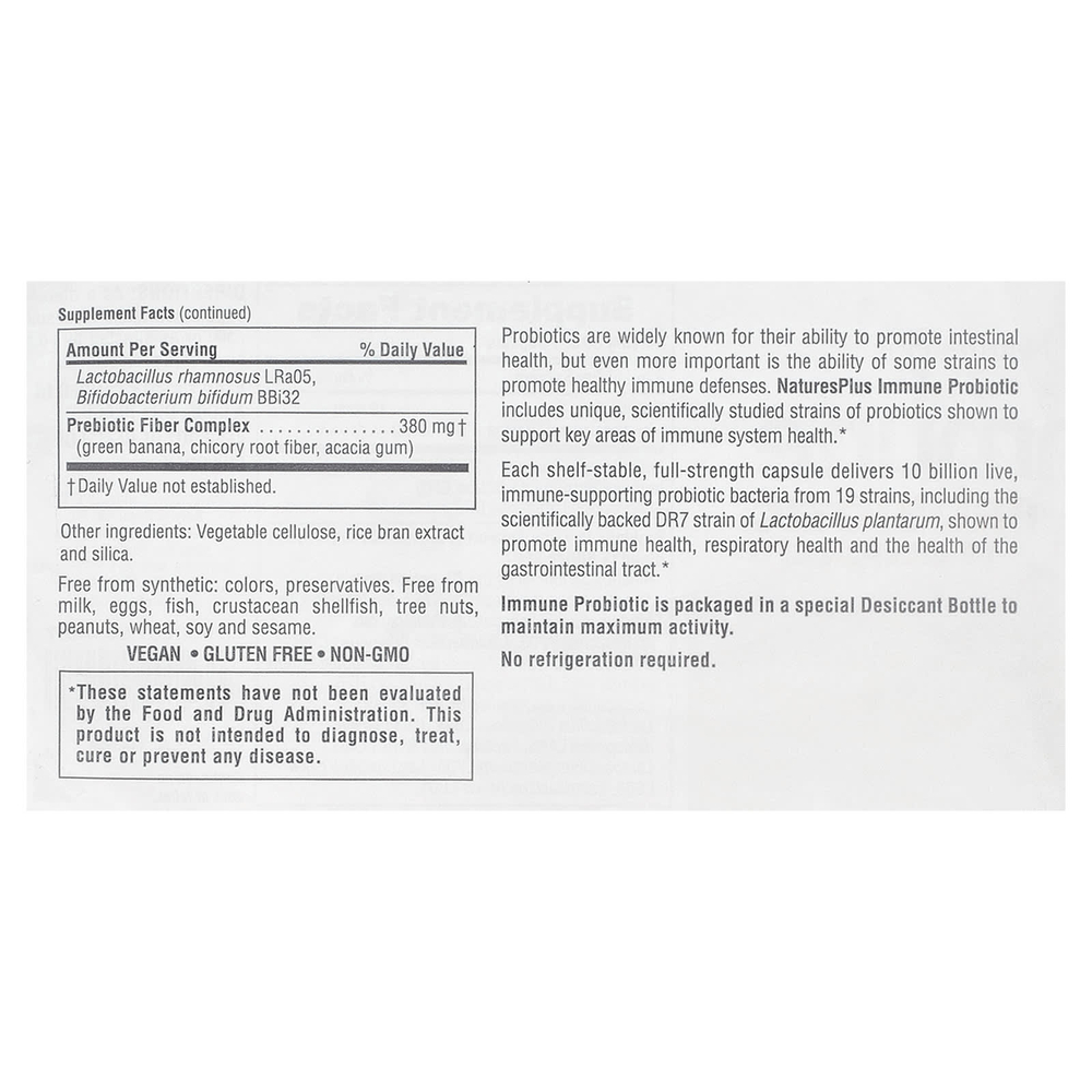 NaturesPlus, пробиотик для иммунитета, 30 капсул