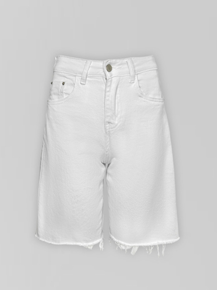 Джинсовые шорты бермуды Denim 9196 однотонные с необработанным краем снизу