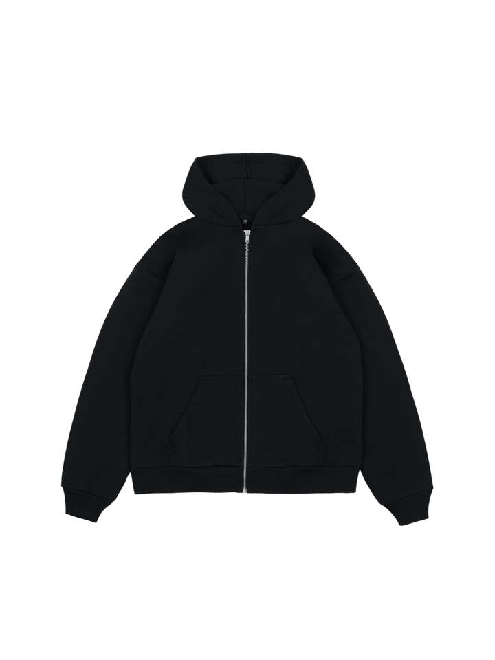 Худи оверсайз на молнии без начеса (черный)