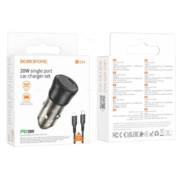 Автомобильное зарядное устройство для Lightning Borofone BZ24 PD20W QC3.0 (black)