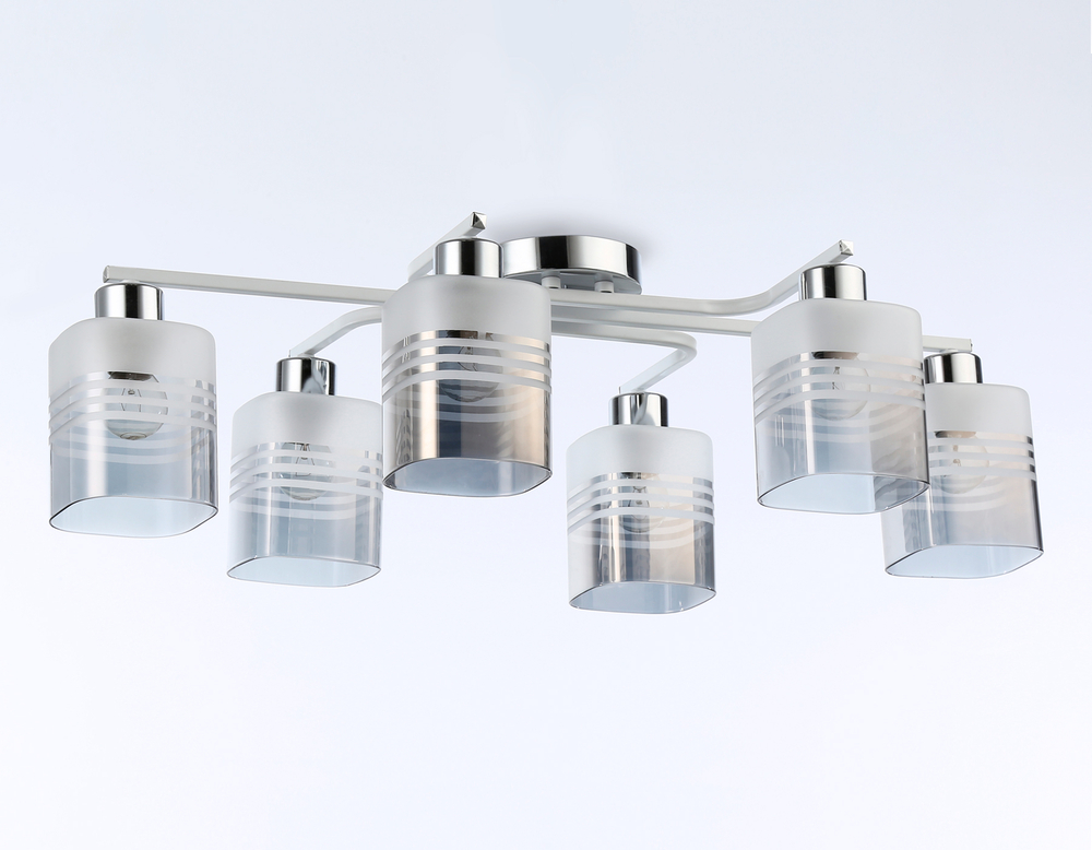 TR303207/6 WH/CH/SM/FR белый/хром/дымчатый/белый матовый E27*6 max 60W 710*400*200