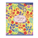 Тетрадь 48л., А5, клетка, Alingar "Flowers", скрепка, мелованный картон (стандарт), выб УФ лак, блок офсет, 4 дизайна в пленке т/у