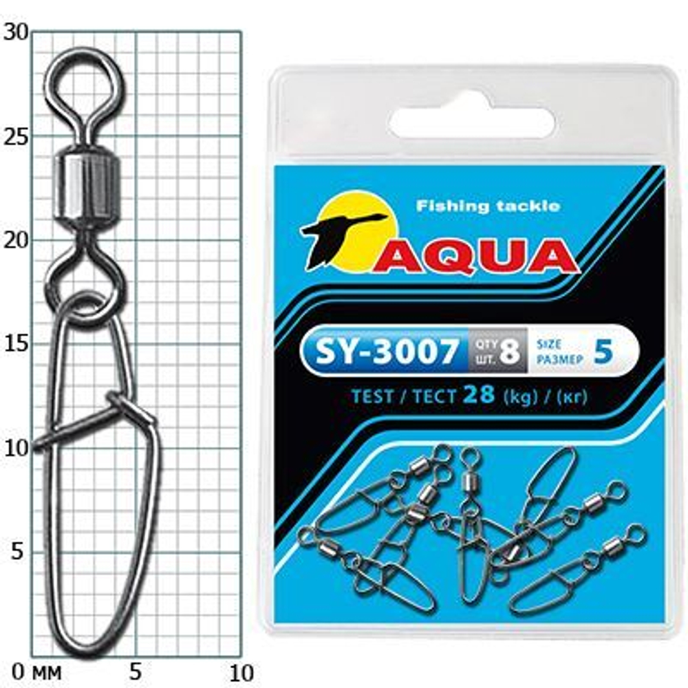 Карабин с вертлюгом для рыбалки SY-3007 №05 (упк. 8 шт.)