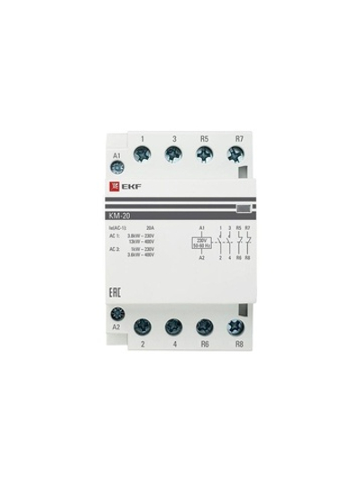 Контактор модульный КМ 20А 2NО+2NC (3 мод.) PROxima EKF km-3-20-22